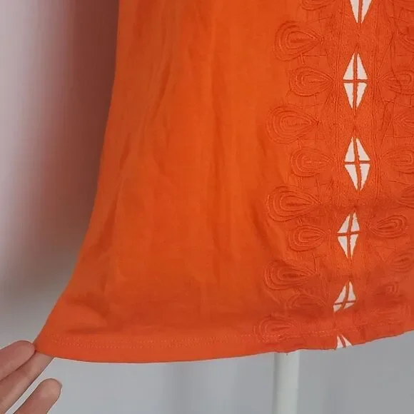 Anthropologie Meadow Rue Orange T-Shirt Size Small - Picture 4 of 8